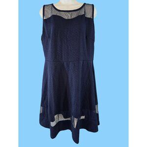 Vibe Sportswear Size 3X Navy Blue Dress With Mesh Insert Shoulders and Hemline N
